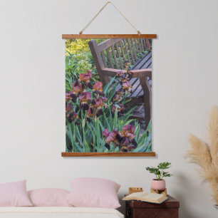 Tapisserie Suspendue Iris Blooms et Garden Park Bench Floral