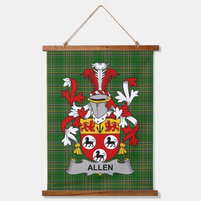Tapisserie Suspendue Irish Allen Coat of Arms Family Crest (Recto)