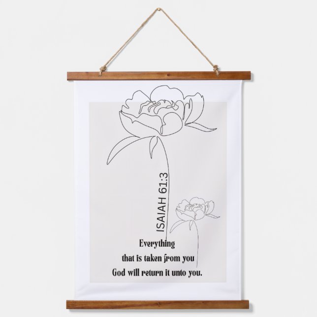 Tapisserie Suspendue Isaiah 61:3 Floral Line Art Print – "God Restores" (Recto)