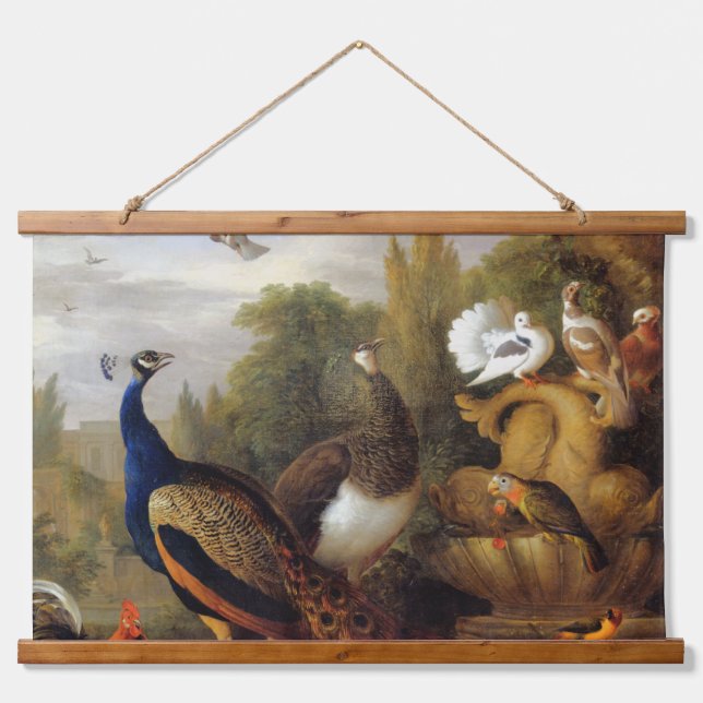 Tapisserie Suspendue Jacob Bogdani Peacock Peahen Parrots Canari (Devant)