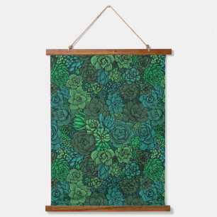 Tapisserie Suspendue Jardin succulent en vert