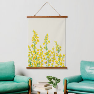 Tapisserie Suspendue Jaune Moderne Citrine Fleurit