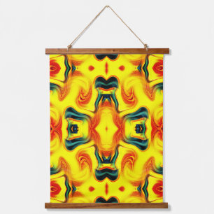Tapisserie Suspendue Jaune orange coloré perlures vert Abstrait