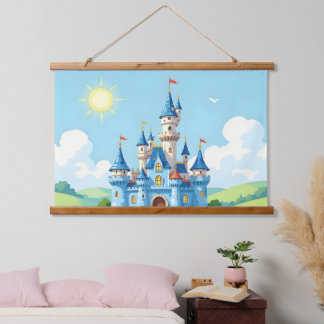 Tapisserie Suspendue Joli château bleu et blanc