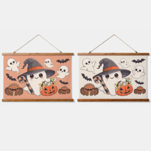 Tapisserie Suspendue Joli fantôme de Halloween de style Kawaii