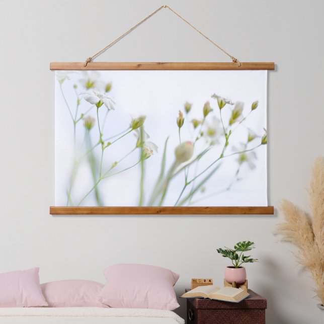Tapisserie Suspendue Jolie Fleurs Sauvages Blanches Douces (Chambre à coucher)