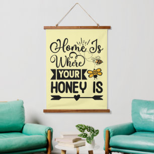 Tapisserie Suspendue Jolie maison abeille à miel art de mot