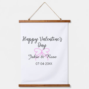 Tapisserie Suspendue Joyeuse Saint-Valentin cœur rose ruban nom date st