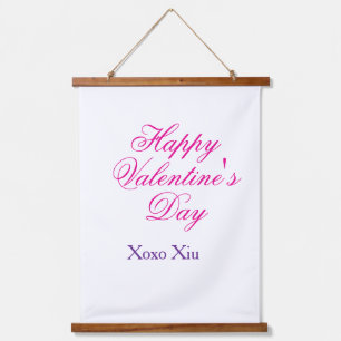 Tapisserie Suspendue Joyeuse Saint-Valentin rose violet xoxo amour nom
