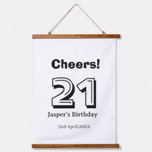 Tapisserie Suspendue Joyeux 21 anniversaire nom en lettres grasses cade