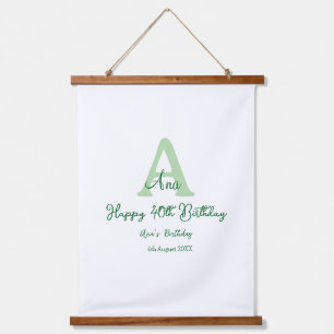 Tapisserie Suspendue Joyeux 40e anniversaire vert ajouter nom monogramm