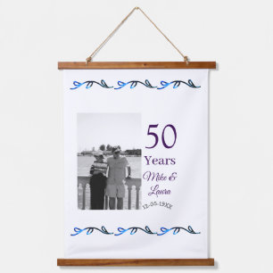 Tapisserie Suspendue Joyeux 50e anniversaire ajouter nom du couple date