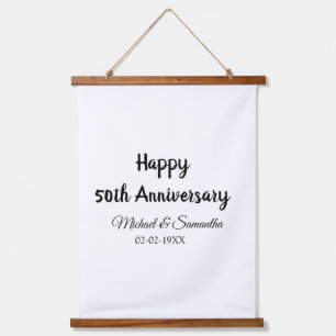 Tapisserie Suspendue Joyeux 50e anniversaire ajouter nom du couple date