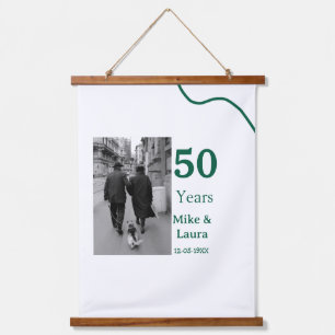 Tapisserie Suspendue Joyeux 50e anniversaire nom couple date mariage