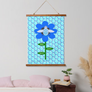 Tapisserie Suspendue Joyeux Bee Day Boy Blue Birthday Bumblebee