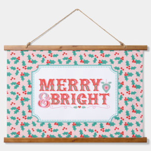 Tapisserie Suspendue Joyeux et lumineux Rose et Rouge Holly