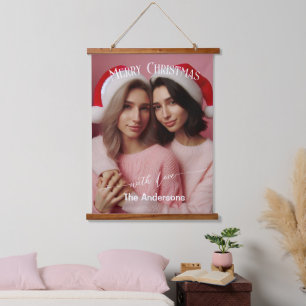Tapisserie Suspendue Joyeux Noël Lesbian Retro Rose Photo personnalis