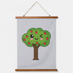 Tapisserie Suspendue Kawaii Joyeux Pommier À Voie