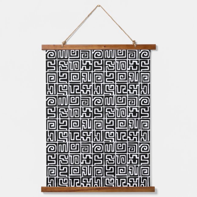 Tapisserie Suspendue Kuba Style Motif 071019 - Noir et Blanc (Recto)