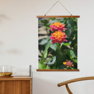 Tapisserie Suspendue Lantana Rose Orange Botanique Floral Photographiqu