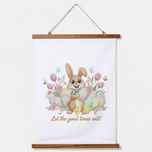Tapisserie Suspendue Lapin de Pâques mignon avec des œufs colorés et le