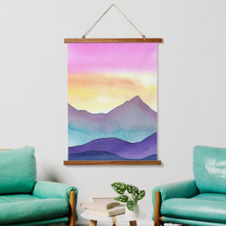 Tapisserie Suspendue Layered Watercolor Mountains