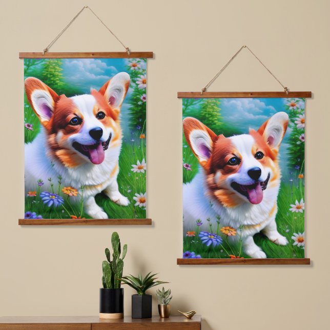 Tapisserie Suspendue Le jardin de Corgi (Asymétrique)