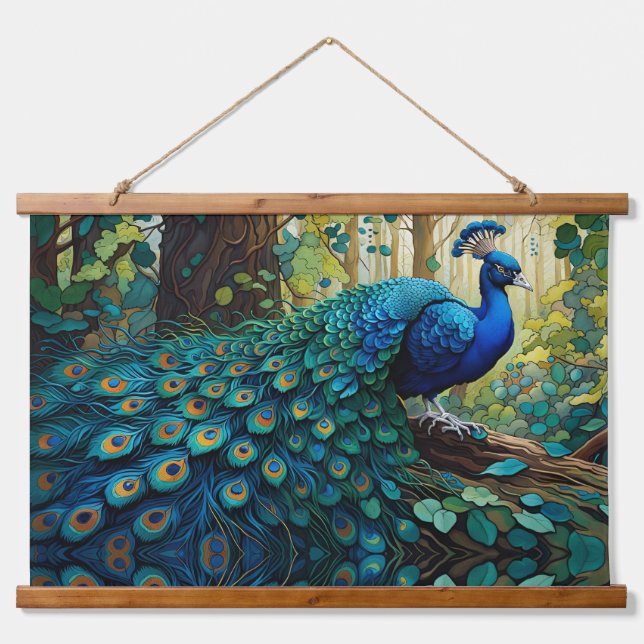 Tapisserie Suspendue Le paon bleu dans la forêt (Devant)