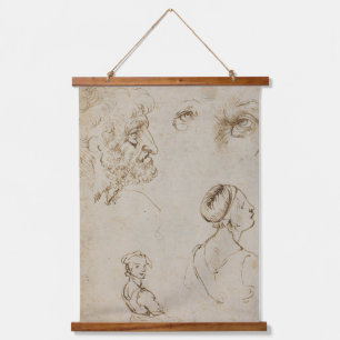 Tapisserie Suspendue Leonardo Da Vinci Croquis Célèbres Mur Art Bois