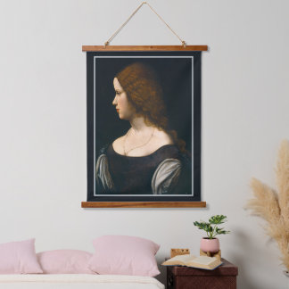 Tapisserie Suspendue Leonardo Da Vinci Portrait Jeune Dame Célèbre Art