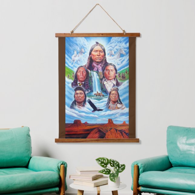Tapisserie Suspendue Les Indiens d'Amérique célèbres chefs indiens peig (Salon)