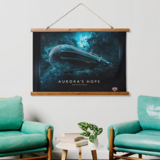 Tapisserie Suspendue L'espoir d'Aurora, voyage cosmique par Xzendor7