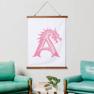 Tapisserie Suspendue Lettre A de style dragon, alphabet du dragon, mono