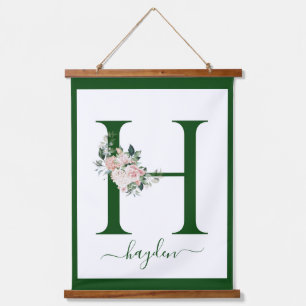 Tapisserie Suspendue Lettre H Florale Monogramme