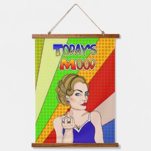 Tapisserie Suspendue L'humeur rétro Pop Art Lady Flipping the Bird