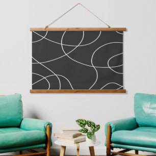 Tapisserie Suspendue Lignes blanches sur noir