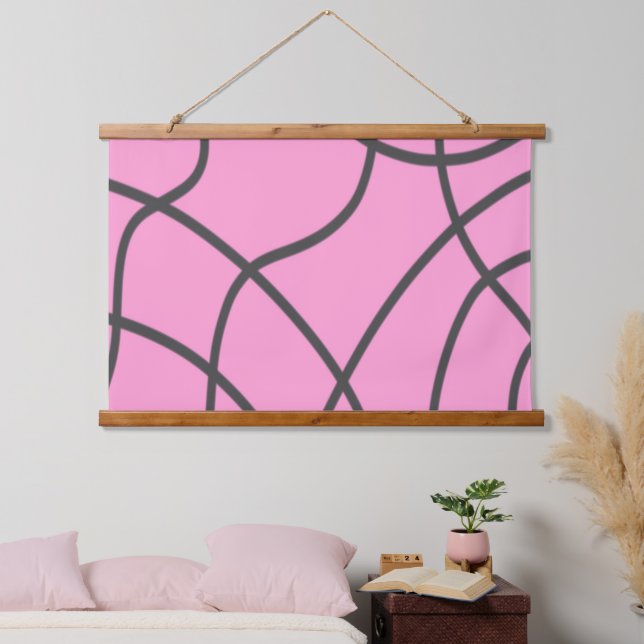 Tapisserie Suspendue Lignes : Gris sur rose doux (Chambre à coucher)