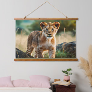 Tapisserie Suspendue Lion Cub, généré par l'IA,