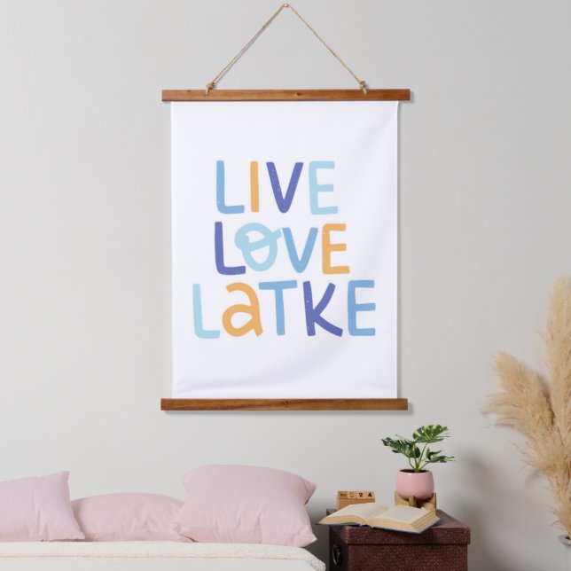 Tapisserie Suspendue Live Love Latke Hanoukka Design (Chambre à coucher)