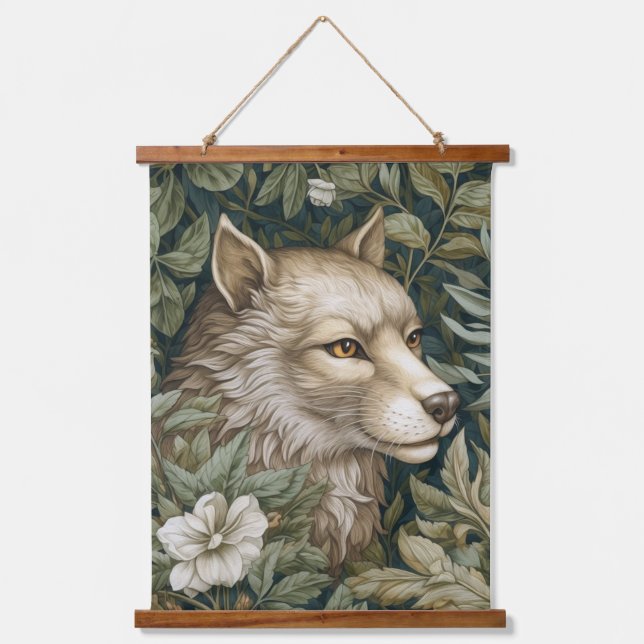 Tapisserie Suspendue Loup Art nouveau en feuille (Recto)