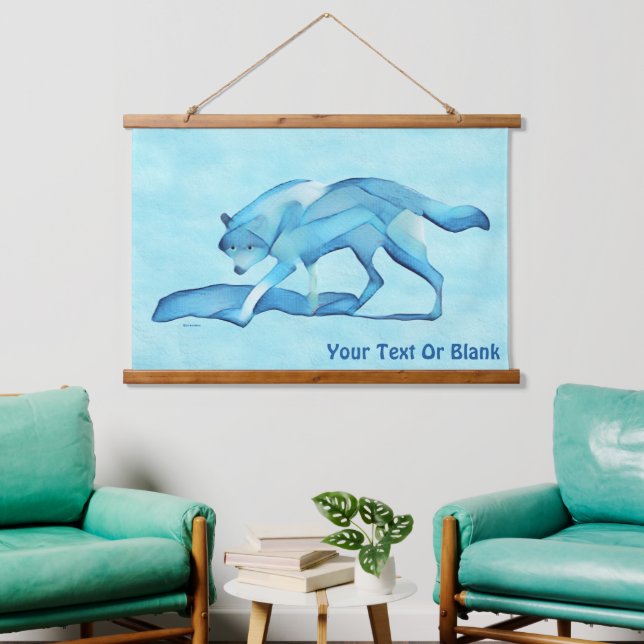 Tapisserie Suspendue Loup Bleu Sur Neige (Salon)