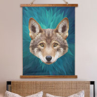 Loup Rouge Art Abstrait Moderne Animalier Low-Poly