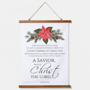 Tapisserie Suspendue Luc 2:10-11 Bon Tidings Poinsettia Noël