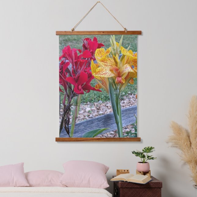 Tapisserie Suspendue Lys de canne rouge et jaune Floral (Chambre à coucher)