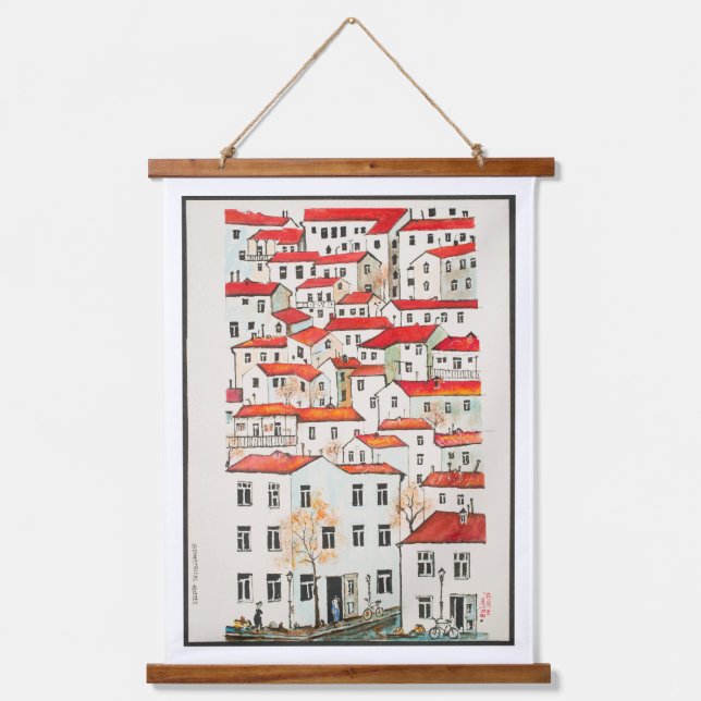 Tapisserie Suspendue Maisons géométriques (Recto)