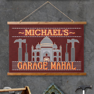 Tapisserie Suspendue Man Cave Funny Garage Mahal Tools Rouge   Personna