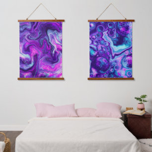 Tapisserie Suspendue Marbre bleu violet tourbillons et bulles