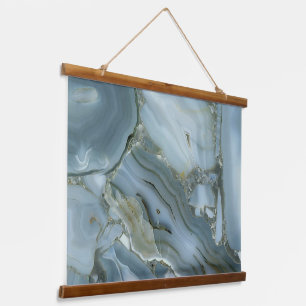 Tapisserie Suspendue Marbre gris bleu avec Veine or