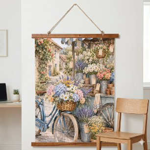 Tapisserie Suspendue Marché de fleurs Bloomcore avec bicyclette
