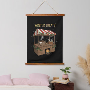 Tapisserie Suspendue Marché de Noël Stand de Traitements Réconfortants 